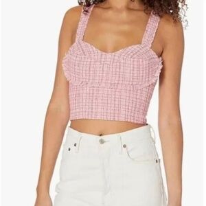 Guess Pink Tweed Bustier Top